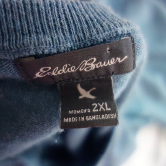 Eddie Bauer Cotton And Tencel Lightweight Button Up Cardigan Teal Plus Size 2X - Picture 6 of 7